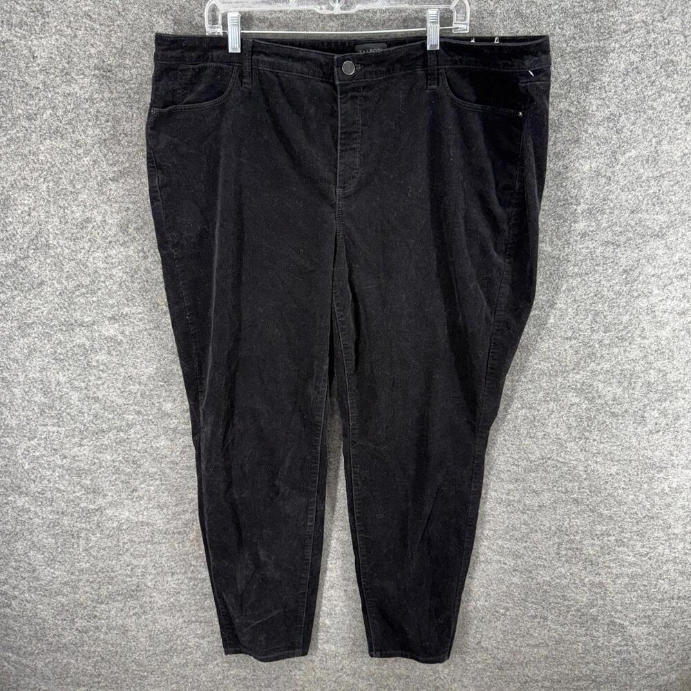 Talbots Pants Women 20W Plus Black High Rise Corduroy Flat Front Skinny Pockets